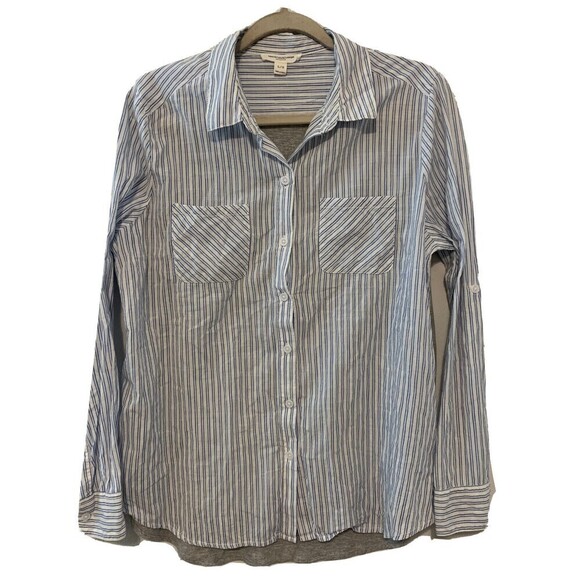 Beach Lunch Lounge Womens Size Large Multicolor Stripe Button Up Blouse - Picture 1 of 6